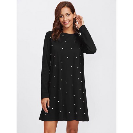 Vestido Tipo Camiseta Con Perlas