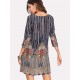 Vestido Túnica Con Estampado Tribal De Manga 3/4